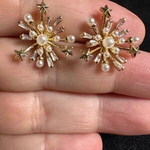 18K Gold vermeil Baguette Diamond Spike Firework Earrings